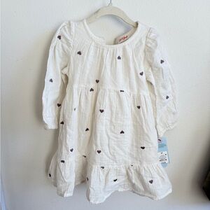 Charming White Kids Dress with Heart Accents valentines cat & jack